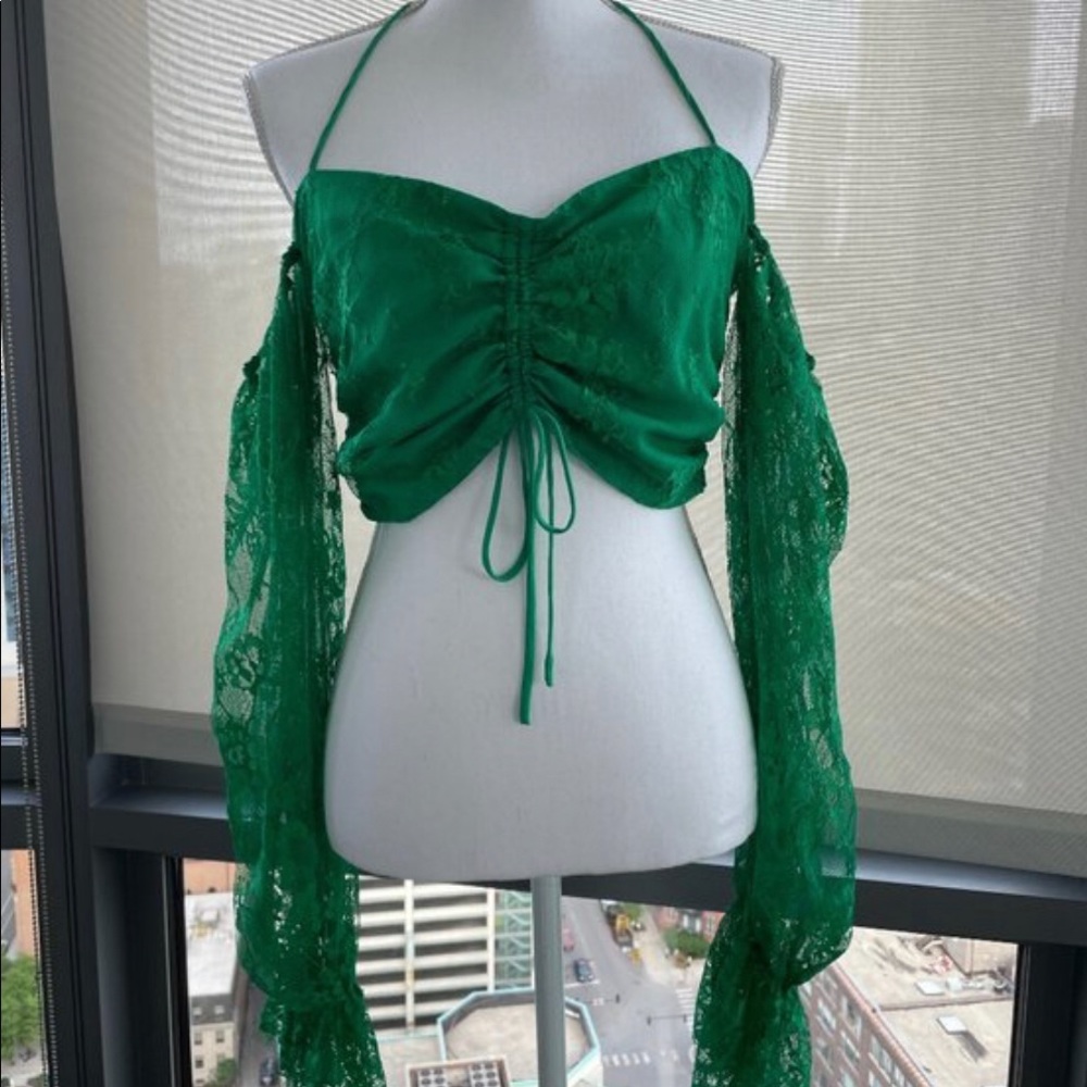 NBD Green Lace Crop Top